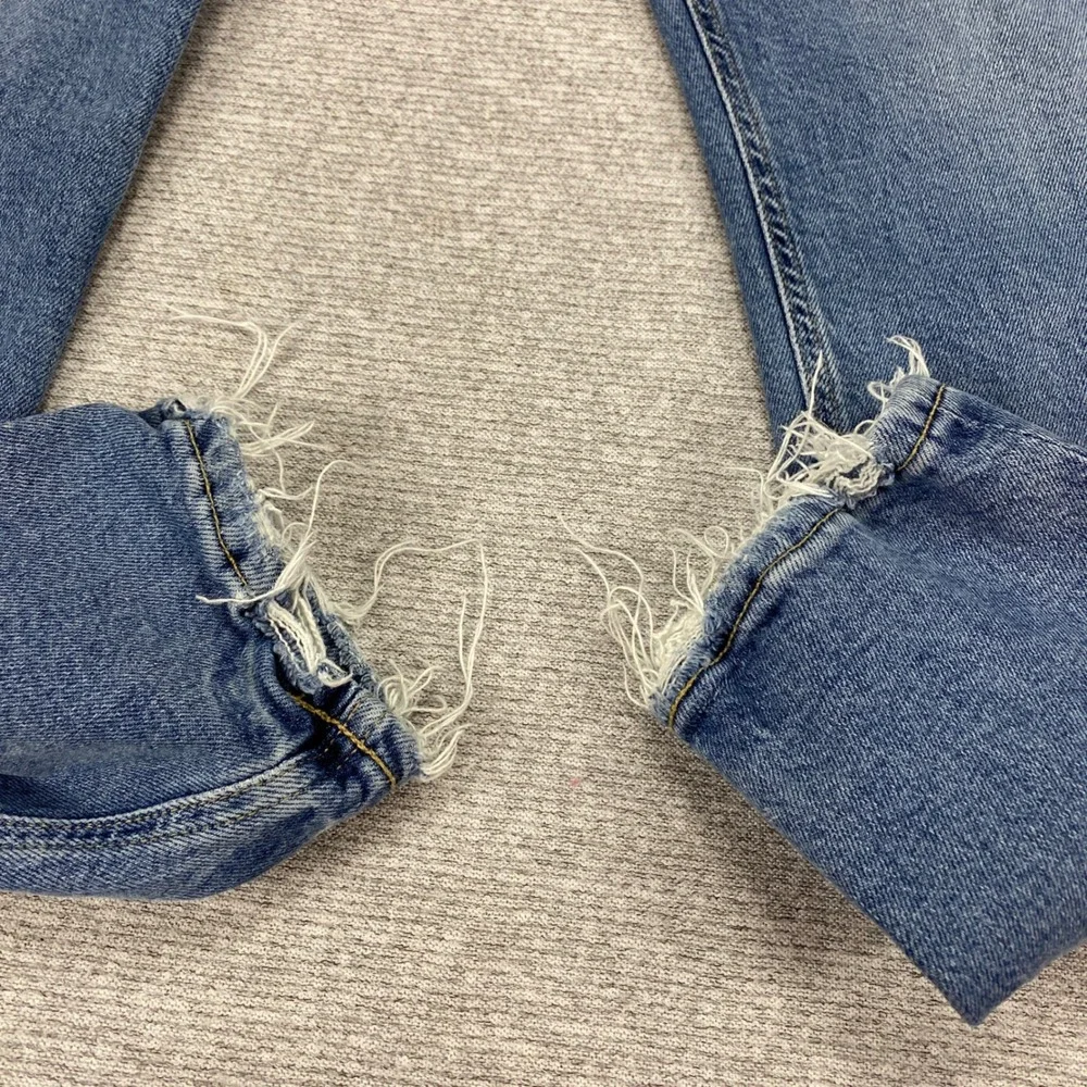 Agolde High Rise Skinny Jeans Button Fly Distressed Raw Hem Medium Wash Size‎ 26